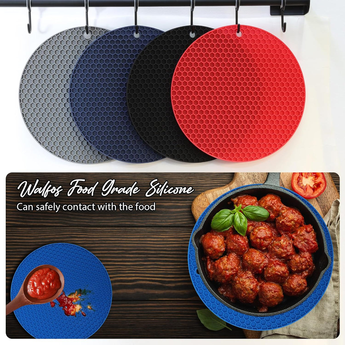 Joyhalo 4 Pack Trivets for Hot Dishes