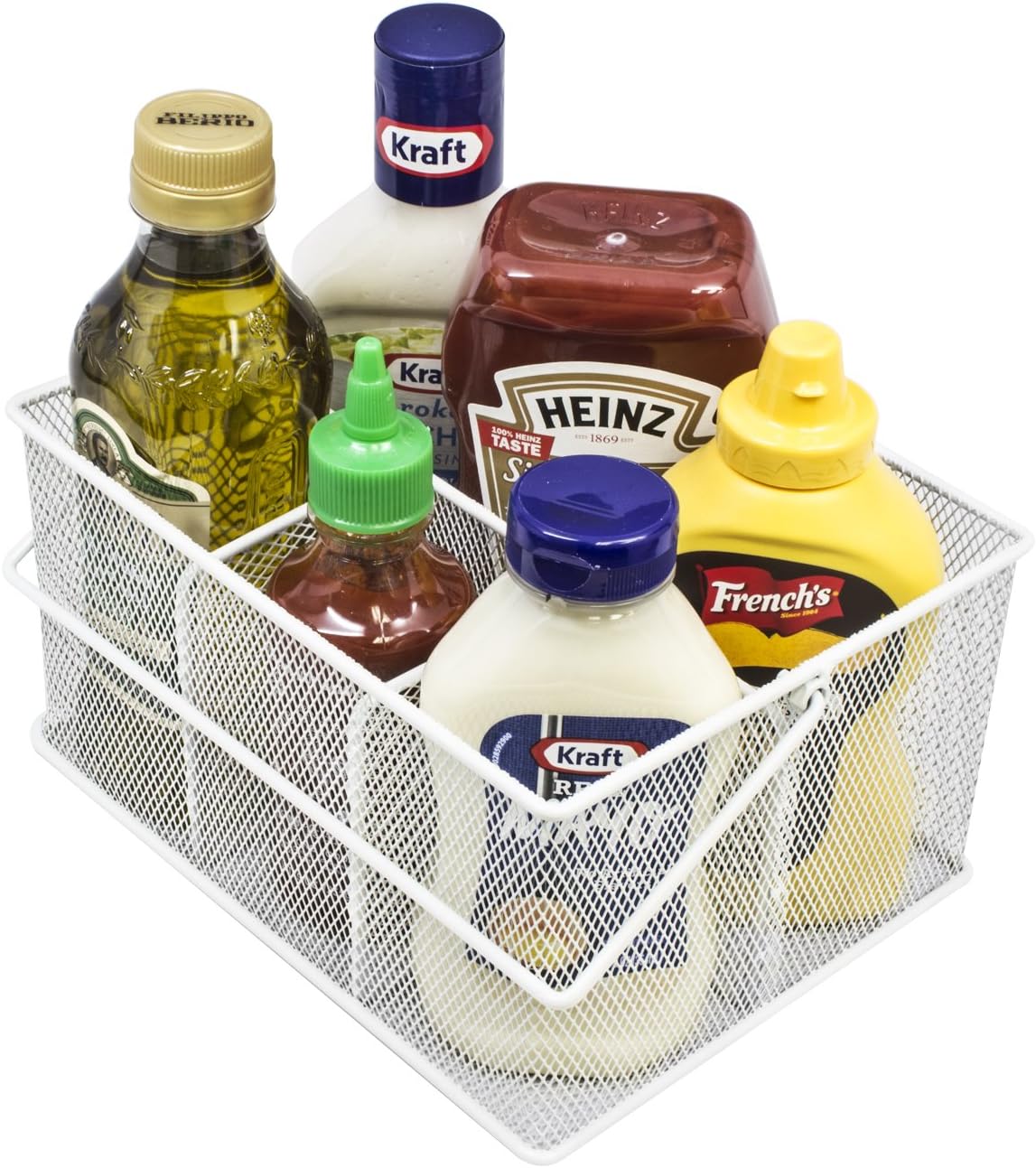 Sorbus® Utensil Caddy — Silverware, Napkin Holder, and Condiment Organizer — Multi-Purpose Steel Mesh Caddy—Ideal for Kitchen, Dining, Entertaining, Tailgating, Picnics, and much more (White)