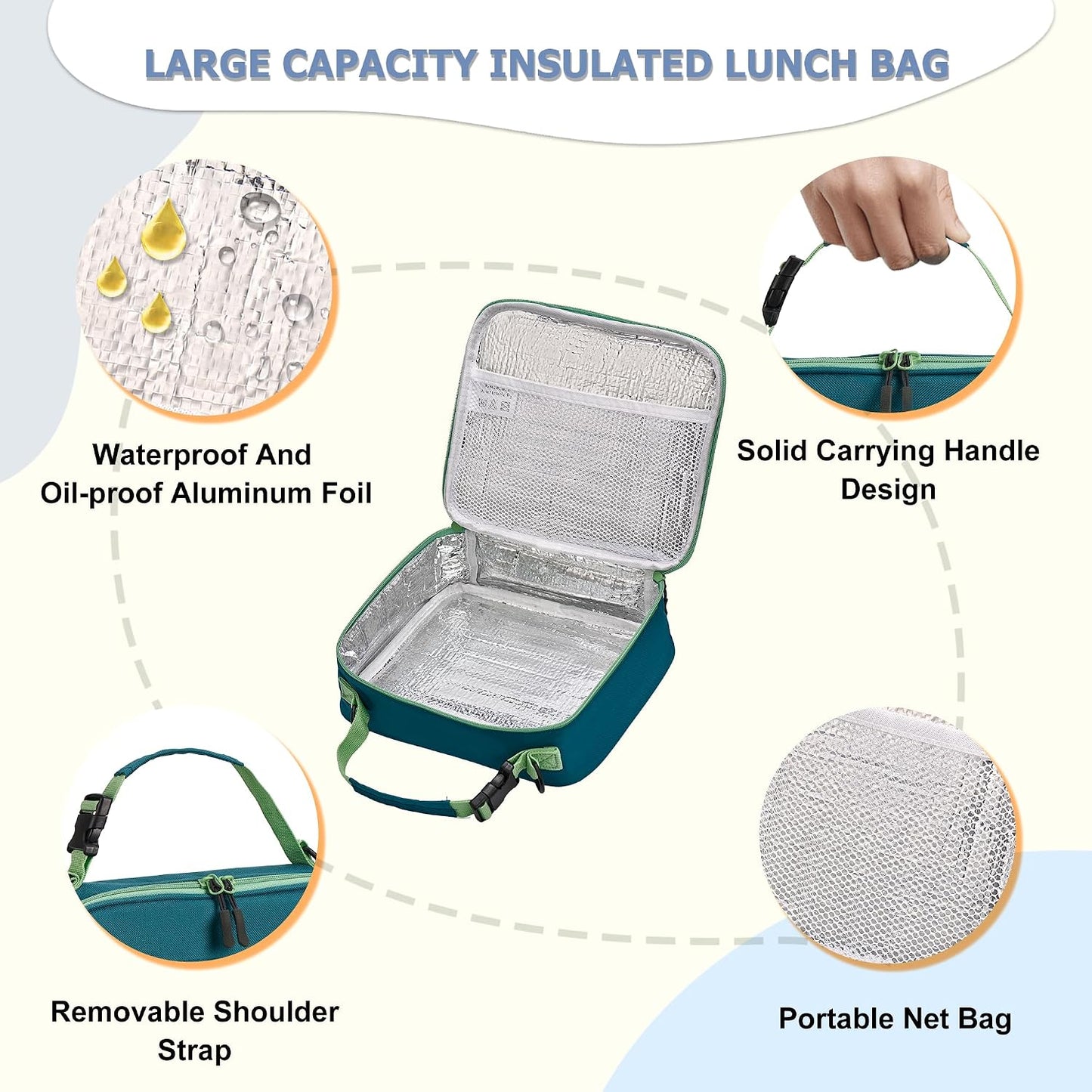 Bento Lunch Box for Kids with 8oz Soup Thermo, Leak-proof Lunch Food Containers with 5 Compartment, Insulated Lunch Bag & 17oz Stainless Steel Water Bottle for School, Trvael
