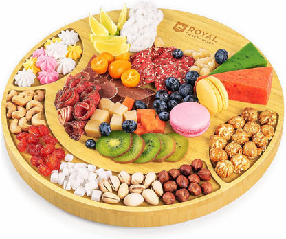 ROYAL CRAFT WOOD Premium Bamboo Charcuterie Board Set - Cheese Platter & Serving Tray & Serving Utensils - Perfect Housewarming Gift, Wedding, Bridal Shower Gift - Ideal for Entertaining and New Home