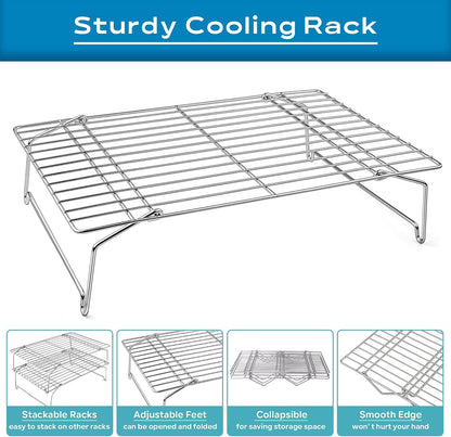 Leonyo 5-Tier 15x10IN Cookie Cooling Rack for Cooking Stackable Collapsible