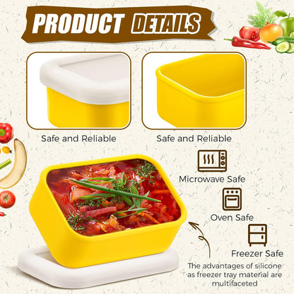Nuogo 8 Pcs 1 Cup Silicone Freezer Containers with Lid Soup Freezer Molds Silicone Soup Containers Rectangle Trays Reusable Food Preserving Tray Ice Trays for Soups Sauces Stews(Green)