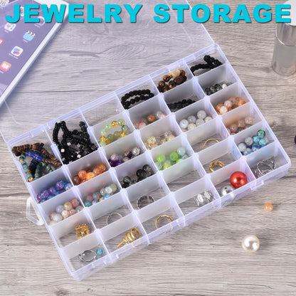 Clear Visible Plastic Storage Box with Removable Dividers, 36 Grids, Suitable for Jewelry, Screws Hardware Accessories Organizer, Crafts, Fishing Tackle