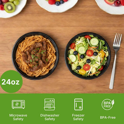 50 Pack (100-Piece) Meal Prep Containers with Lids, Reusable 2-Compartment Food Storage, Sturdy Leakproof, Food Safe, Microwave Freezer Dishwasher Safe, To-Go Takeout Plastic Containers – 60828