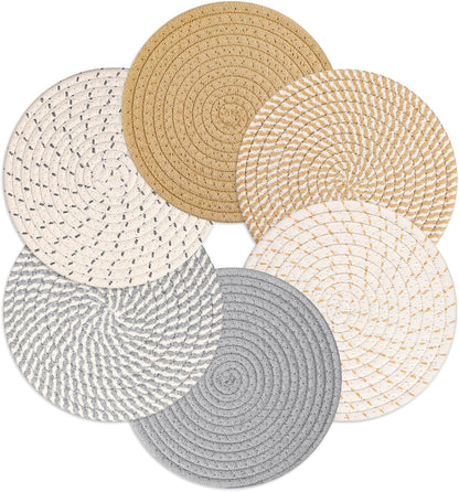 Billbotk 8'' Trivets Hot Dishes, Hot pots and Pans, 6 Heat Resistant Hot Pads, Pot Holders Kitchen, Hot Plate Mats Kitchen Countertops, Table, Home Essentials New Home and Farmhouse Decor