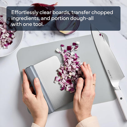Misen Stainless Steel Bench Scraper - Versatile Food Scraper with Blue Handle - Ideal for Kitchen, Pastry & Dough - Durable Cutting Board Scraper Tool for Effortless Transfer into Pots & Pans - Blue