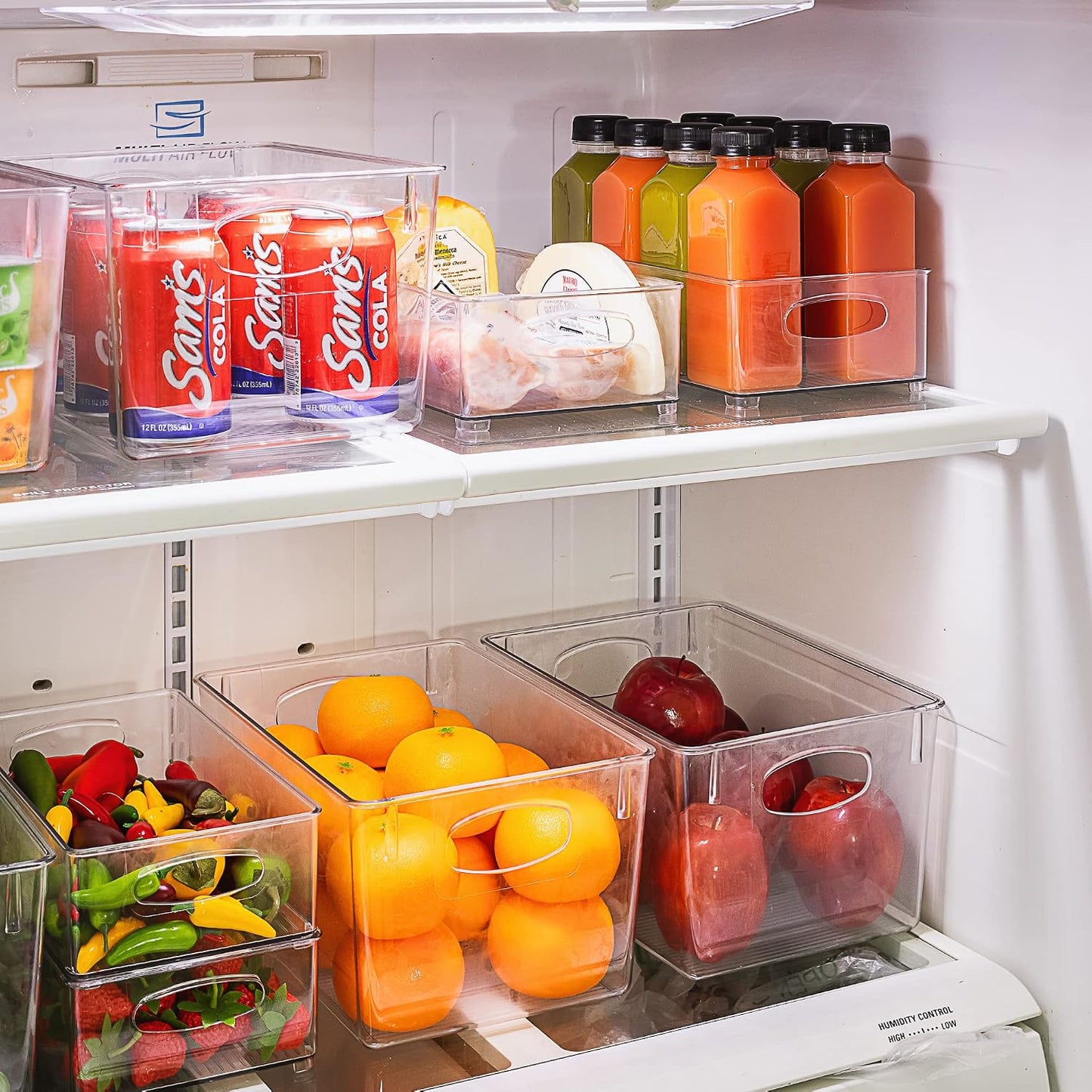 Sorbus Set of 8 Clear Fridge Organizers - Refrigerator & Pantry Bins for Organizing Food - 2 Different Sizes with Handles - Kitchen, Bathroom, & Closet Storage Containers