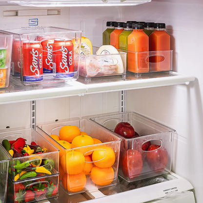 Sorbus Set of 8 Clear Fridge Organizers - Refrigerator & Pantry Bins for Organizing Food - 2 Different Sizes with Handles - Kitchen, Bathroom, & Closet Storage Containers