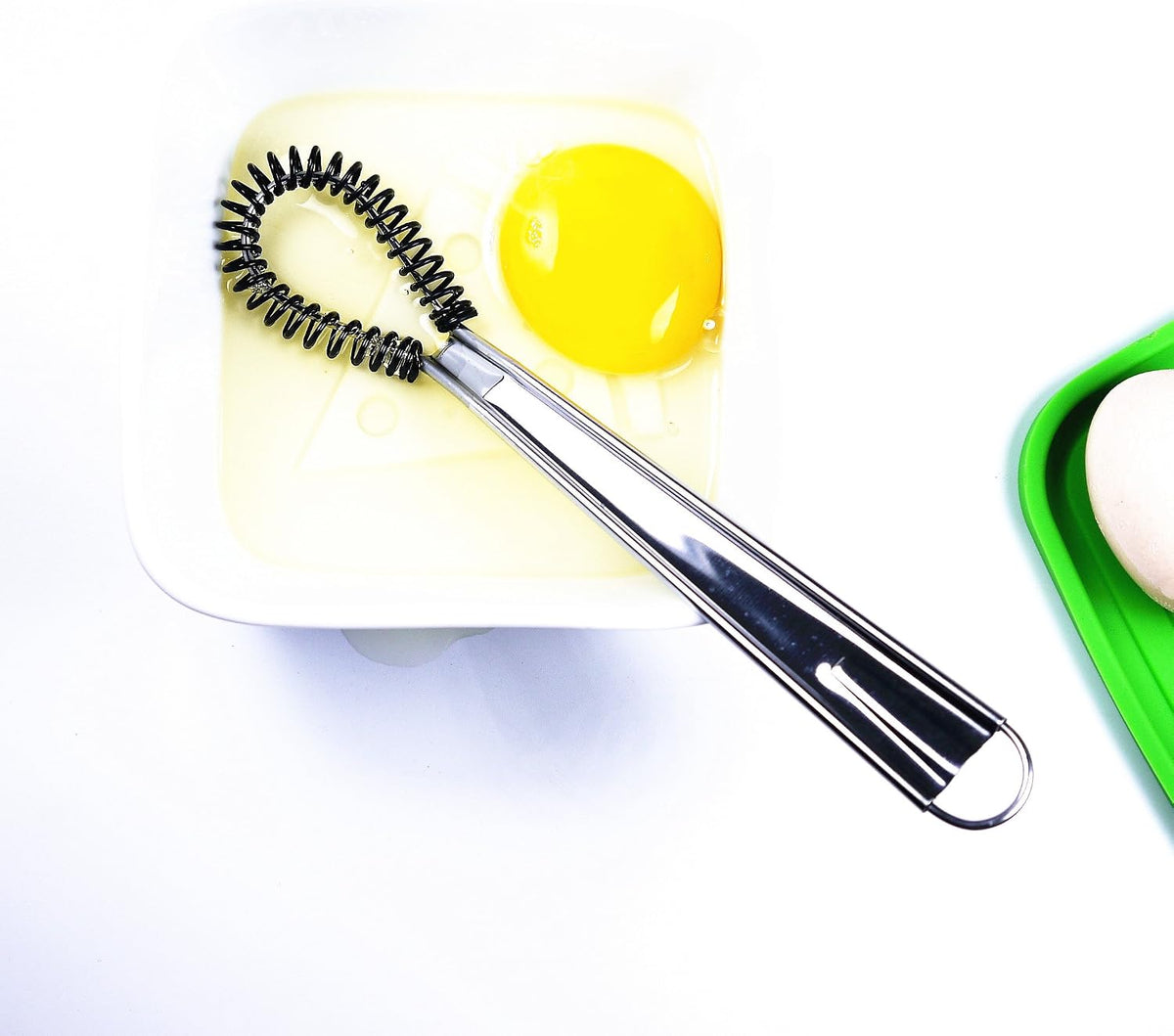 Stainless Steel Mini Spring Egg Beater Silicone Whisk Magic Hand Held Sauce Stirrer Blender Milk Frother Foamer Coffee Mixer (2Pack-Silicone+Steel coil)