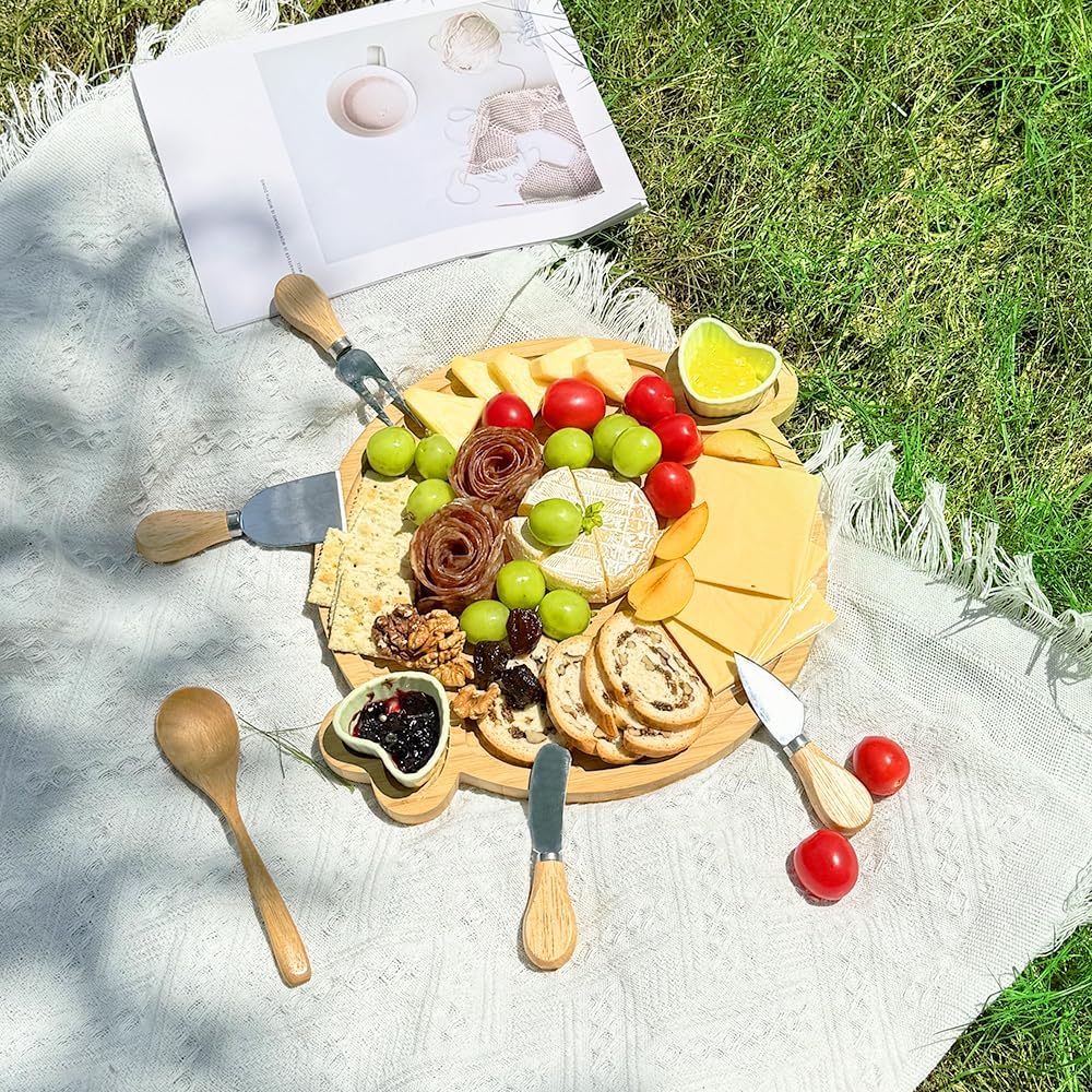 Charcuterie Boards Gift Set: Bamboo Charcuterie Cheese Board - Unique for Mom - House Warming Gifts New Home, Bridal Shower Wedding Gifts for Couple