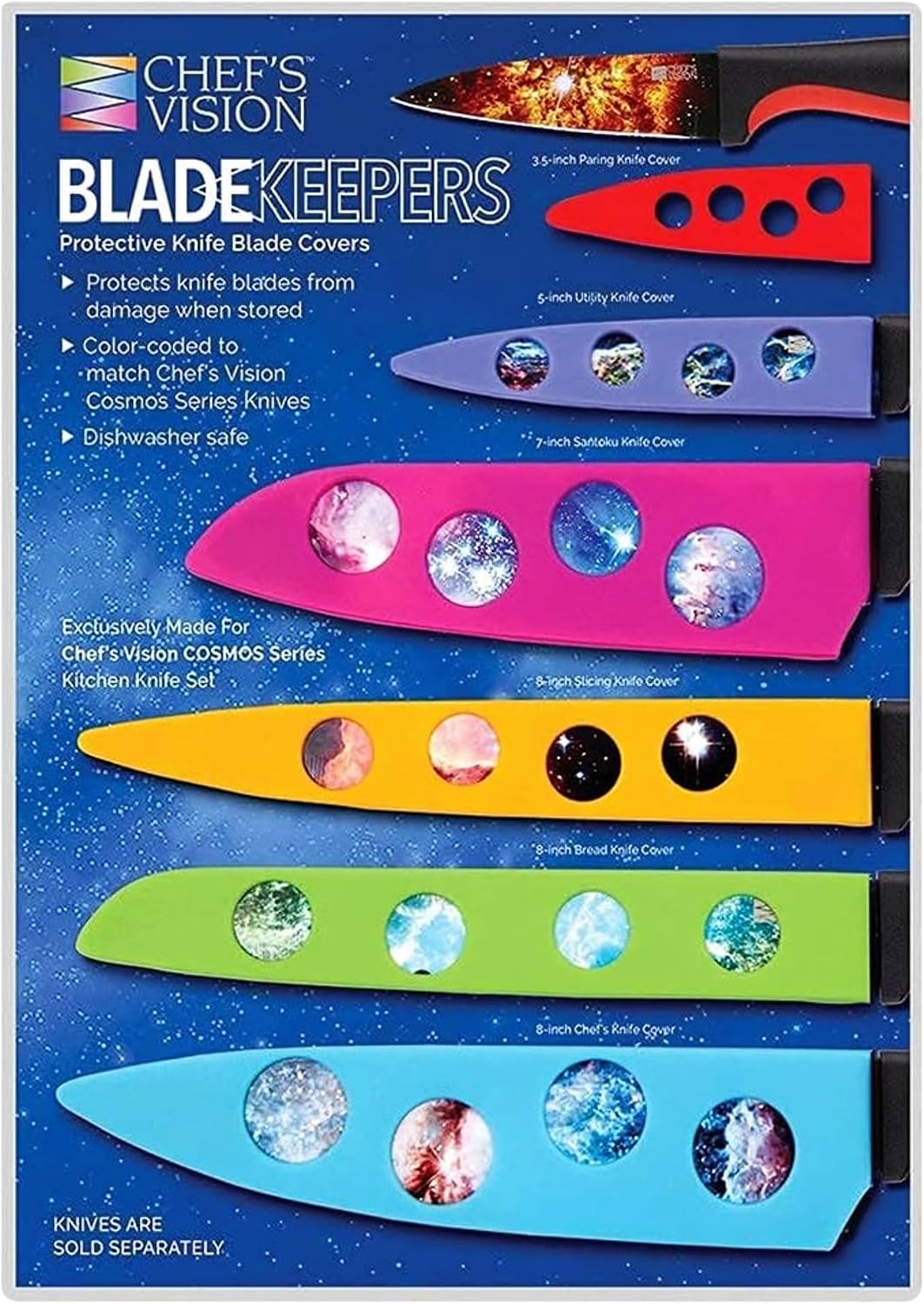 CHEF'S VISION Landscape BladeKeepers, 6 Color-Matched Knife Blade Covers