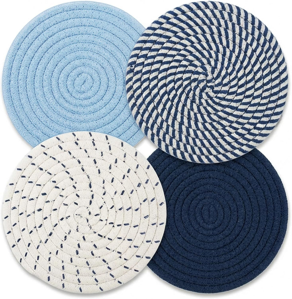 Trivets for Hot Dishes, Hot Pads for Kitchen, 7'' Trivets for Hot Pots and Pans, Pot Holders for Kitchen, Pot Holders Heat Resistant 4-Pcs, Kitchen Essentials for New Home (Brown)