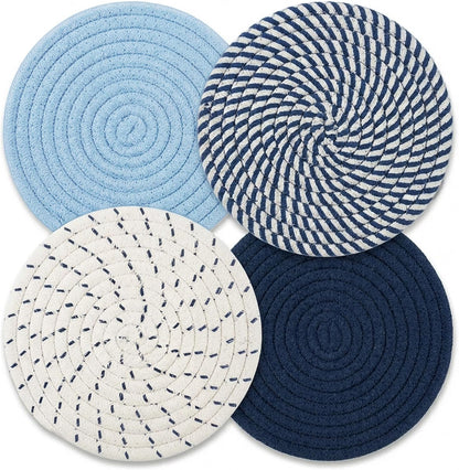 Trivets for Hot Dishes, Hot Pads for Kitchen, 7'' Trivets for Hot Pots and Pans, Pot Holders for Kitchen, Pot Holders Heat Resistant 4-Pcs, Kitchen Essentials for New Home (Brown)