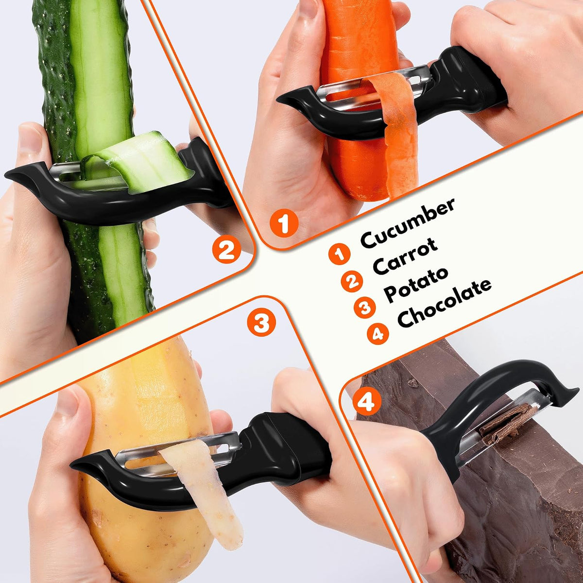 Swivel Vegetable Peeler Soft Comfort Handle Sturdy Long-Lasting Black