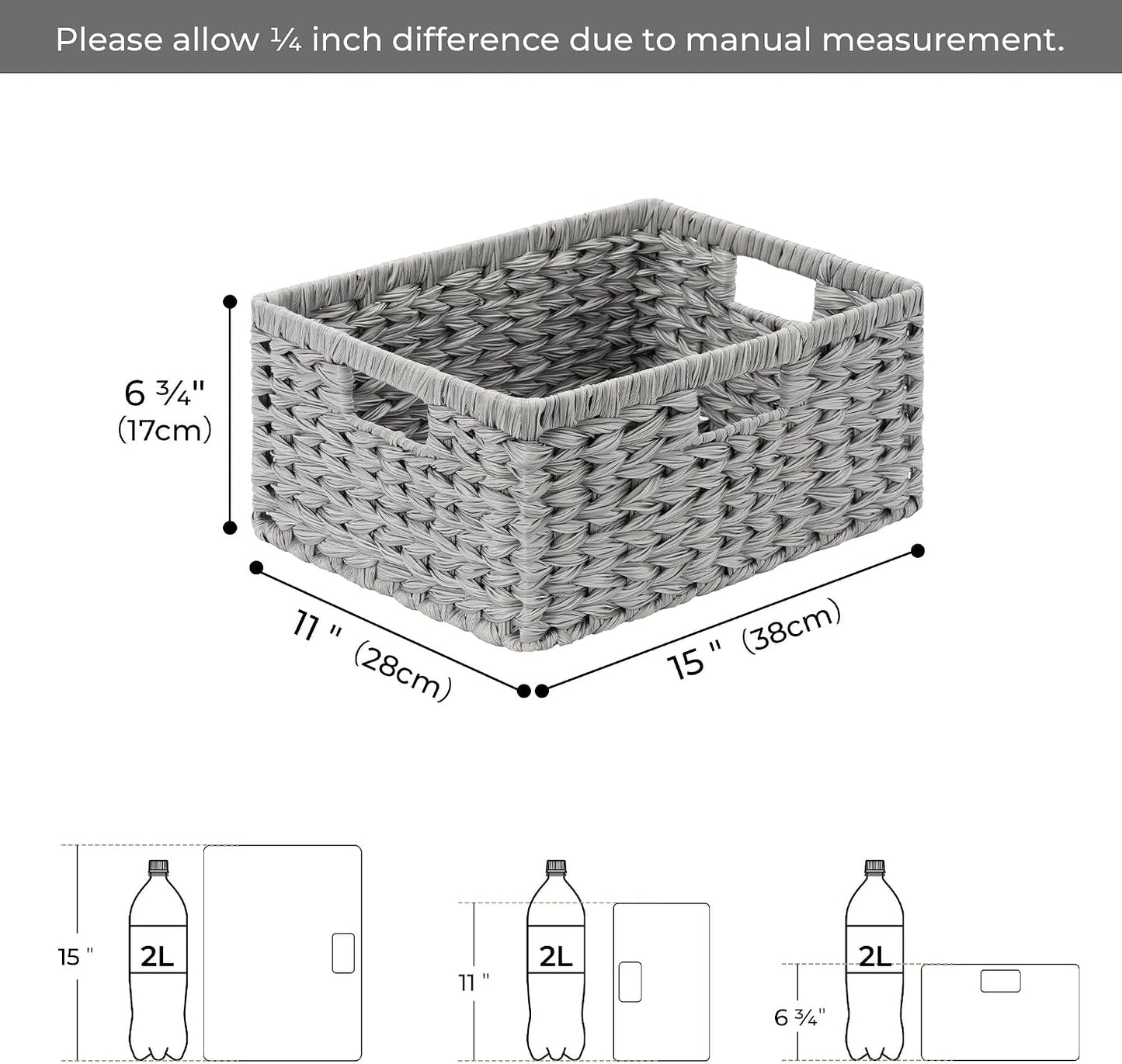 GRANNY SAYS Wicker Storage Baskets for Shelves, Water Hyacinth Basket with Scalloped Edge, Storage Wicker Baskets for Pantry, Large, 2-Pack