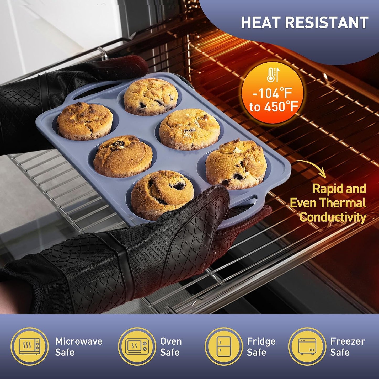2 Packs 12 Cups Silicone Muffin Pan for Baking with Metal Reinforced Frame Regular Size Cupcake Pan Tray Egg Bites Silicone Cookie Molds Muffin Tin Tart Pans Sheet Set for Oven Dishwasher Safe
