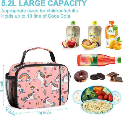 esouler Lunch Box Kids Insulated Lunch Bag for Boys & Girls Durable Children Lunchbox for School with Water Bottle Holder-Black