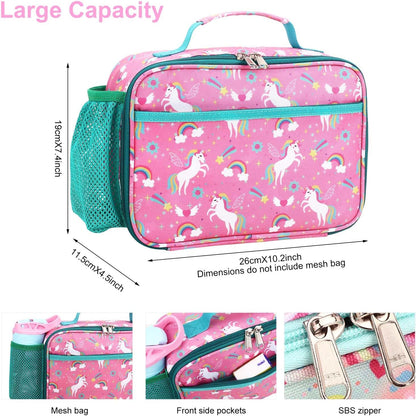 RHCPFOVR Kids Lunch Bag - Insulated Lunch Box for Boys Girls,Washable Lunch Bag and Reusable Toddler Leak-proof Lunchbox for School and Daycare - Colors B