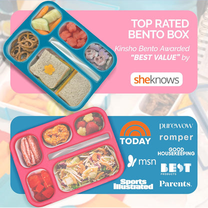Glitter Lunch Box for Girls, Bento Boxes for School, Pre-School, Toddler Daycare, Travel. Kids Snack Containers, 6 Divided Leak Proof Compartments, BPA Free, Cute 2 Pack Set, Utensils, Pink & Purple