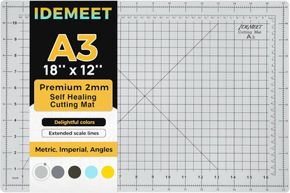 Self Healing Cutting Mat 18" x 12", A3 Double-Sided for Quilting & Sewing, Non-slip, 5-Ply Rotary Cutting Mat for Crafts Cutting Fabric Scrapbooking, and Small Modeling Projects, Anthracite Gray