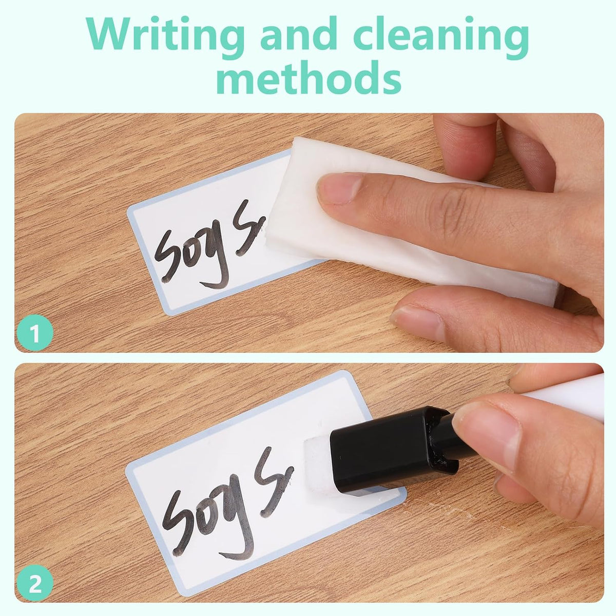 Dry Erase Sticker Labels Reusable Dry Erase Notes Storage Bins Labels Waterproof and Oil-Proof Removable Stickers for Food Containers Kitchen Classroom (60Pcs 1.2In ×3In 2In×2.4In)