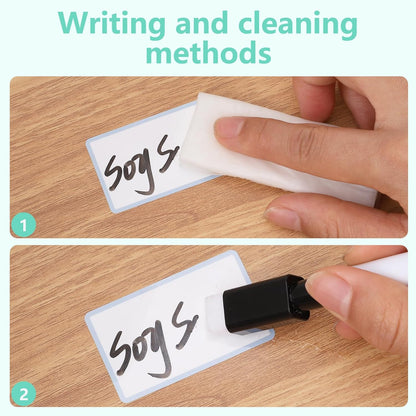 Dry Erase Sticker Labels Reusable Dry Erase Notes Storage Bins Labels Waterproof and Oil-Proof Removable Stickers for Food Containers Kitchen Classroom (60Pcs 1.2In ×3In 2In×2.4In)