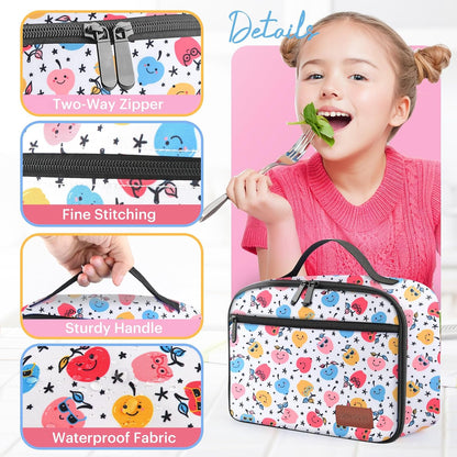 Lunch Box Kids, Lunch Bags for Women Men, Insulated Cooler Reusable Cute Lunch Containers for Boy & Girls, Adults Leak Proof Large Lunch Tote Bags for School, Work, Travel, Picnic Outdoor and Beach