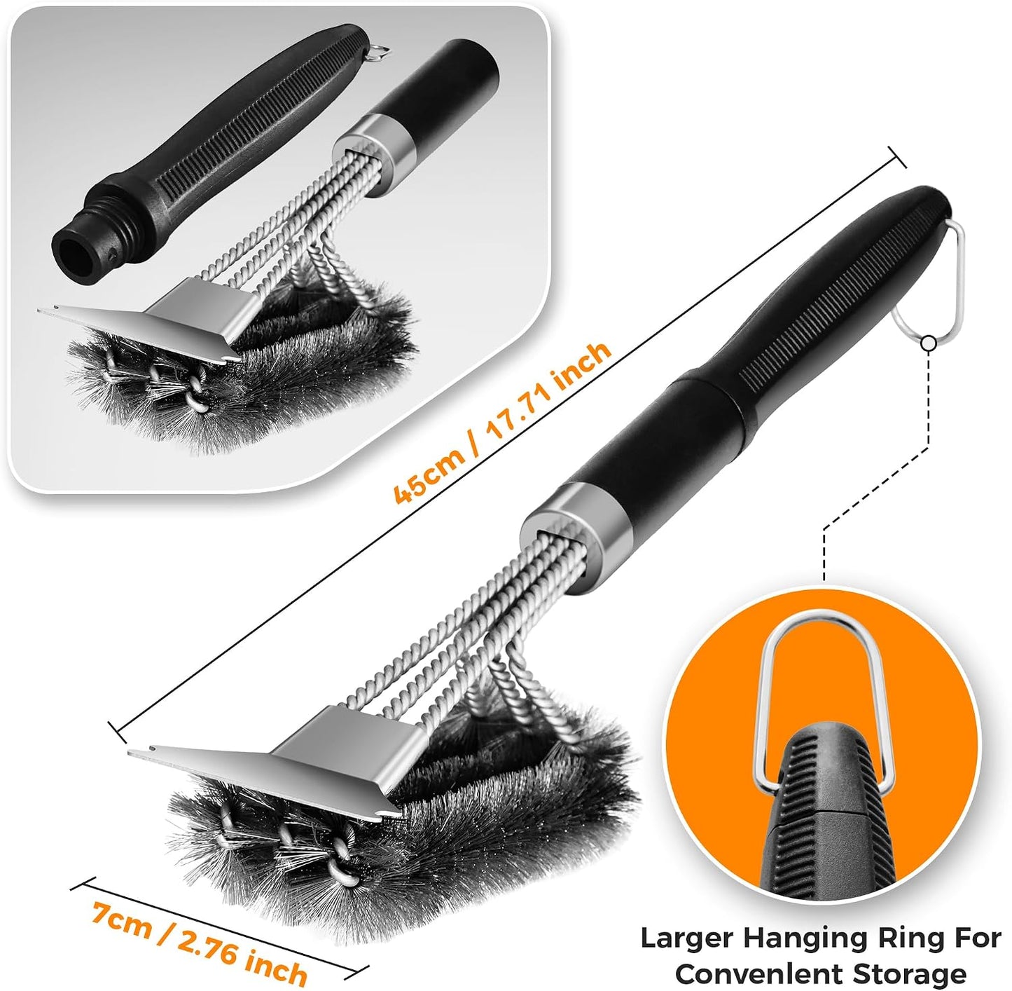 Grill Brush Bristle Free with Scraper, 22" Steam Grill Brush for Outdoor Grill, Replaceable Cleaning Head, Grill Cleaner for Cast Iron/Stainless Steel Grates - Green