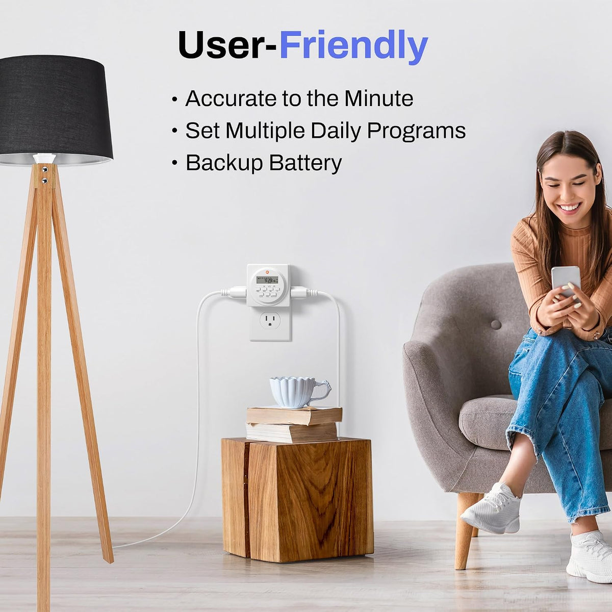 BN-LINK Indoor 7-Day Programmable Digital Timer Outlet, 2 Outlets