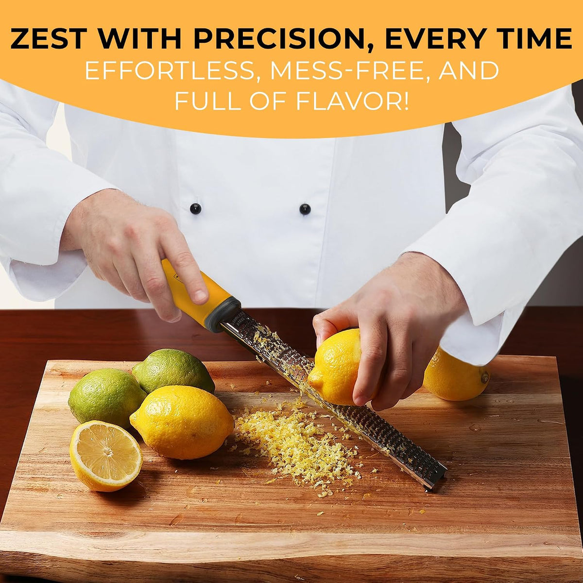 Orblue Lemon Zester & Cheese Grater - Premium Citrus Zester, Kitchen Grater for Parmesan, Chocolate, Fruits, Vegetables, Ginger, Garlic, Nutmeg - Stainless Steel Blades with Protective Cover, Gray