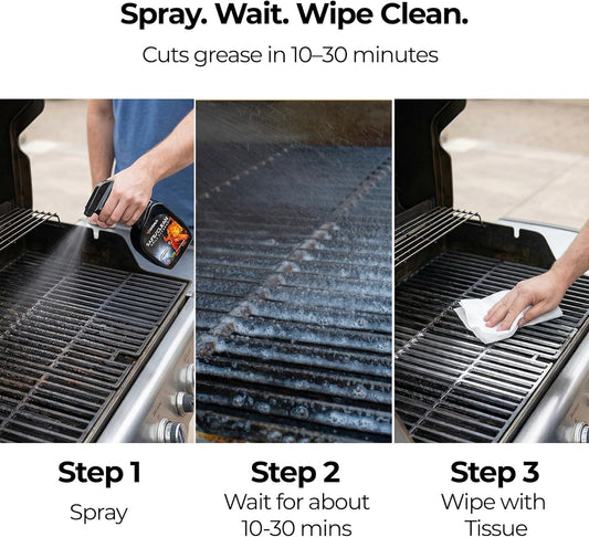 Kona Safe/Clean Grill Cleaner Spray - Now 40% More Cleaning Power, Heavy Duty No-Drip Gel, Eco-Friendly, Food Safe, BBQ Grate Degreaser, Biodegradable, Made in Michigan USA - 23oz