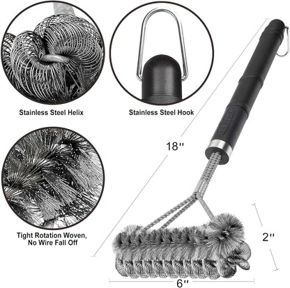 GRILLART Grill Brush [Wire + Helix] Combined BBQ Brush - Safe & Efficient Grill Cleaning Brush - 18" Grill Cleaner Brush Scrubber for Gas/Porcelain/Charbroil Grates – BBQ Accessories Gifts for Men/Dad