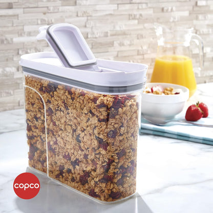 Copco Clear Cereal Storage Container 4.75 Qt - Airtight Flip-Top Lid, BPA-Free Plastic, Pantry Organizer for Dry Food, Cereal, Pasta, Nuts, Pet Food - Space-Saving Kitchen Storage Bin