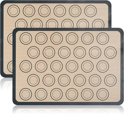 Luckyiren 2 Pack Silicone Baking Mat Set, Nonstick Half Sheet, Orange/Beige