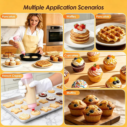 Pancake Batter Dispenser Bottle Kit with 7 Accessories, 2 Pack 34oz