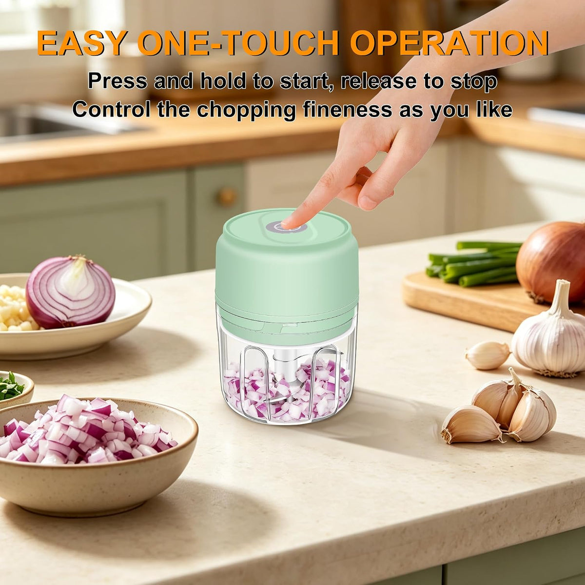 Garlic Chopper, 250ML Garlic Mincer, Electric Mini Food Processor