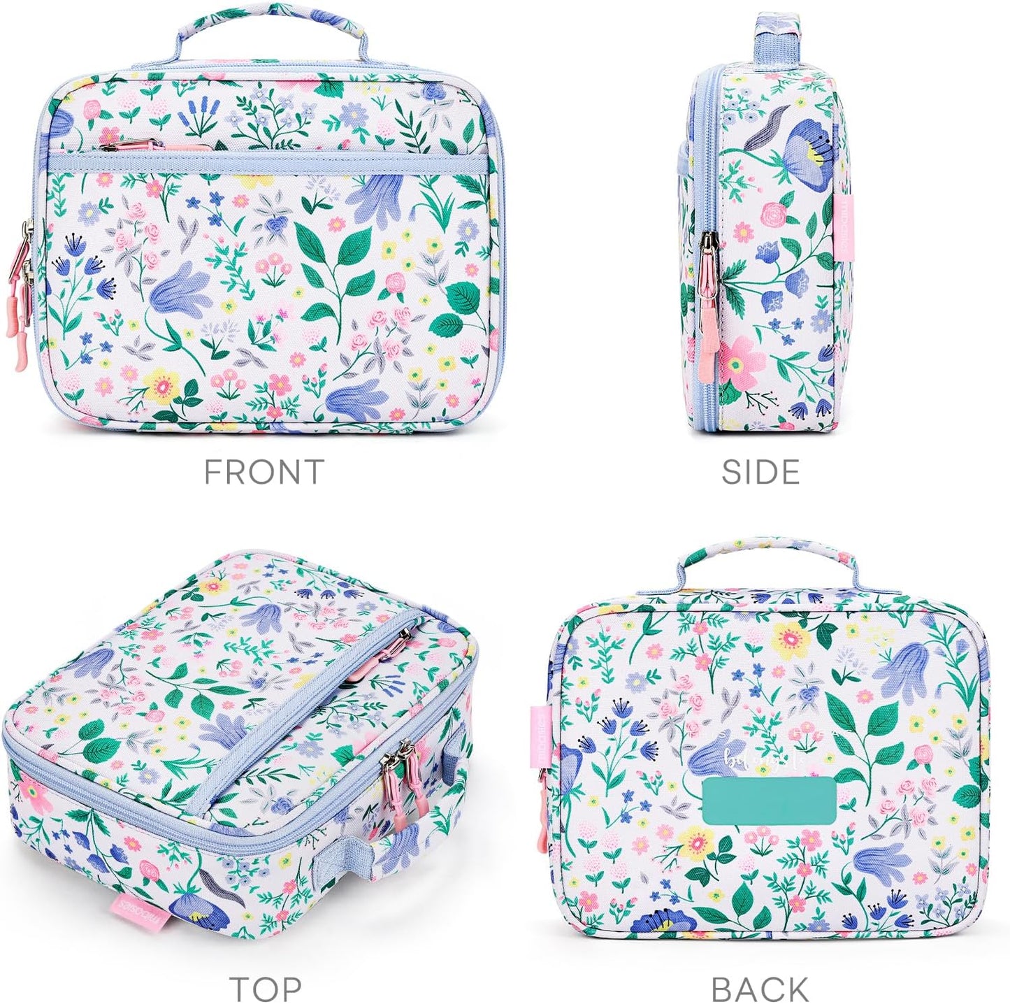 mibasies Kids Lunch Box for Girls Toddler, Insulated and Reusable Lunch Bag for School, Pink Rainbow