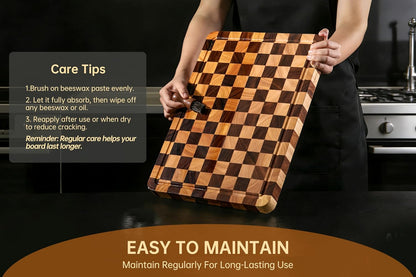THETCHRY Cutting Boards for Kitchen, Checkered Walnut Wooden Cutting Board