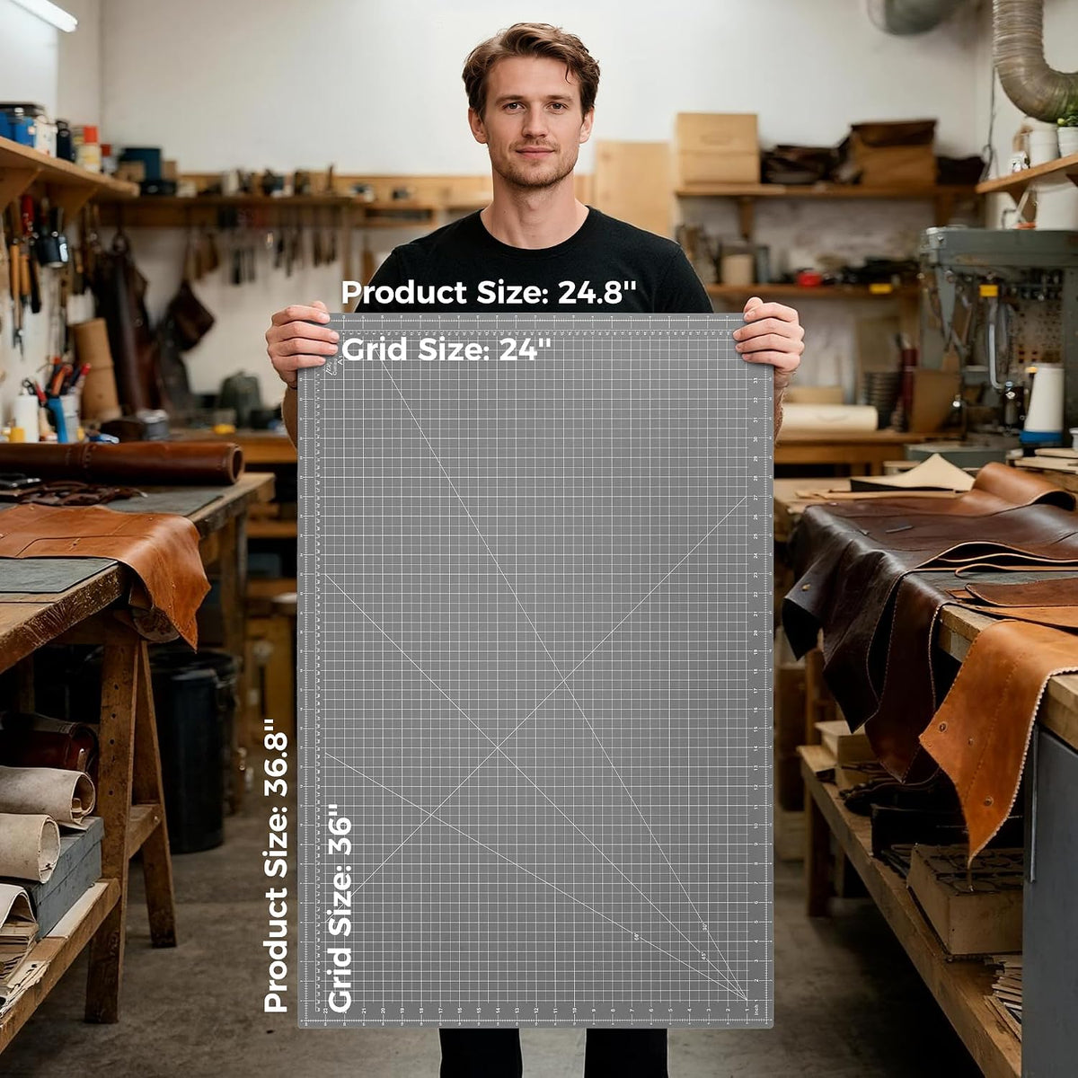 Self Healing Cutting Mat 18" x 12", A3 Double-Sided for Quilting & Sewing, Non-slip, 5-Ply Rotary Cutting Mat for Crafts Cutting Fabric Scrapbooking, and Small Modeling Projects, Anthracite Gray