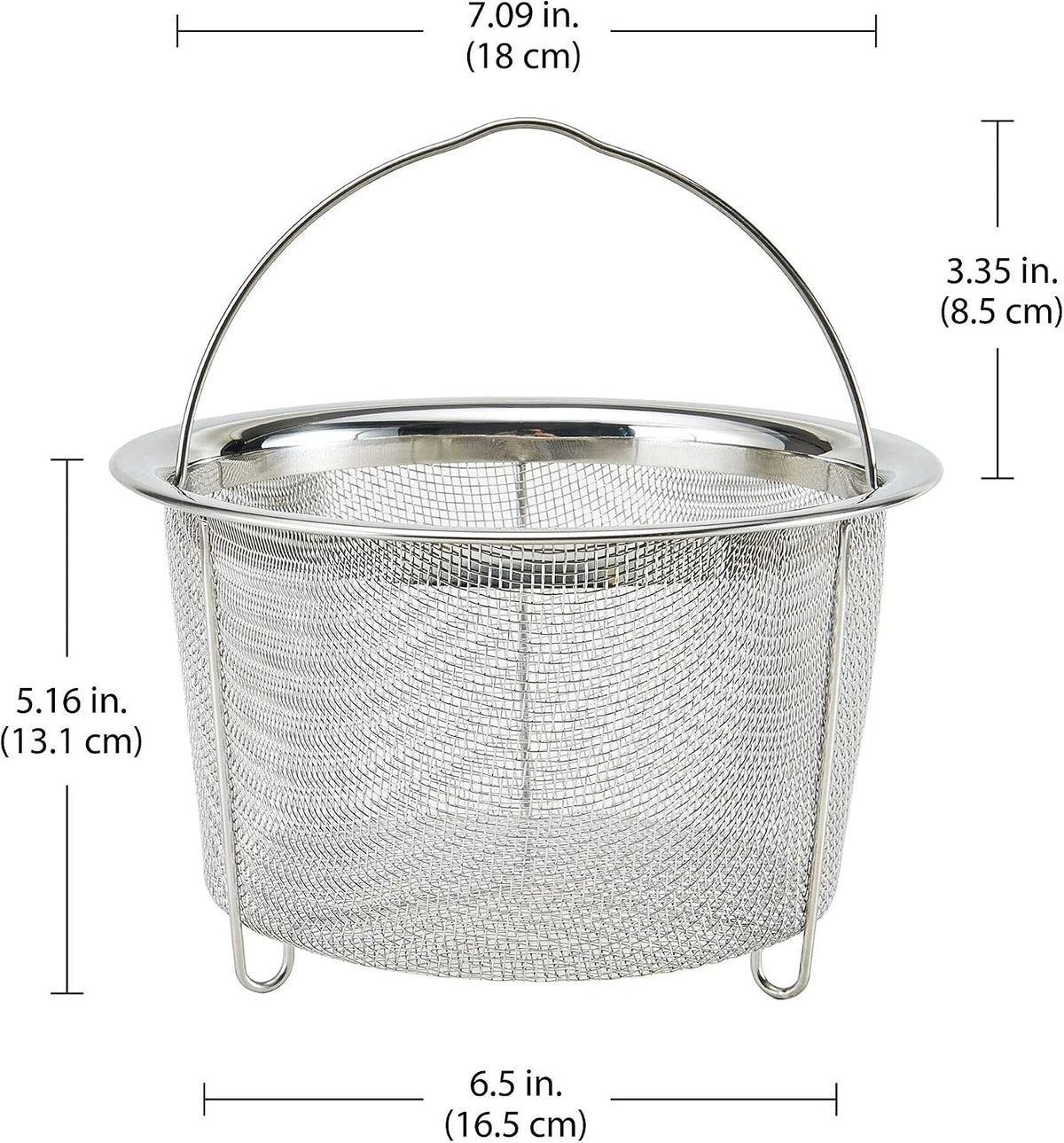 Instant Pot Official Large Mesh Steamer Basket, Stainless Steel, Round - Versatile Steamer & Strainer for Vegetables, Fish, and More - Durable, Rust-Resistant, Easy-Lift Handle, Dishwasher Safe