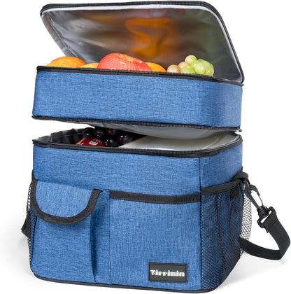 Tirrinia Insulated Lunch Bag for Women Men, Leakproof Lunch Box Containers for Adult, Work, School, Soft Lunchbox for Kids,Boys, Adult Cooler Bag for Picnic Hiking Beach,Charcoal