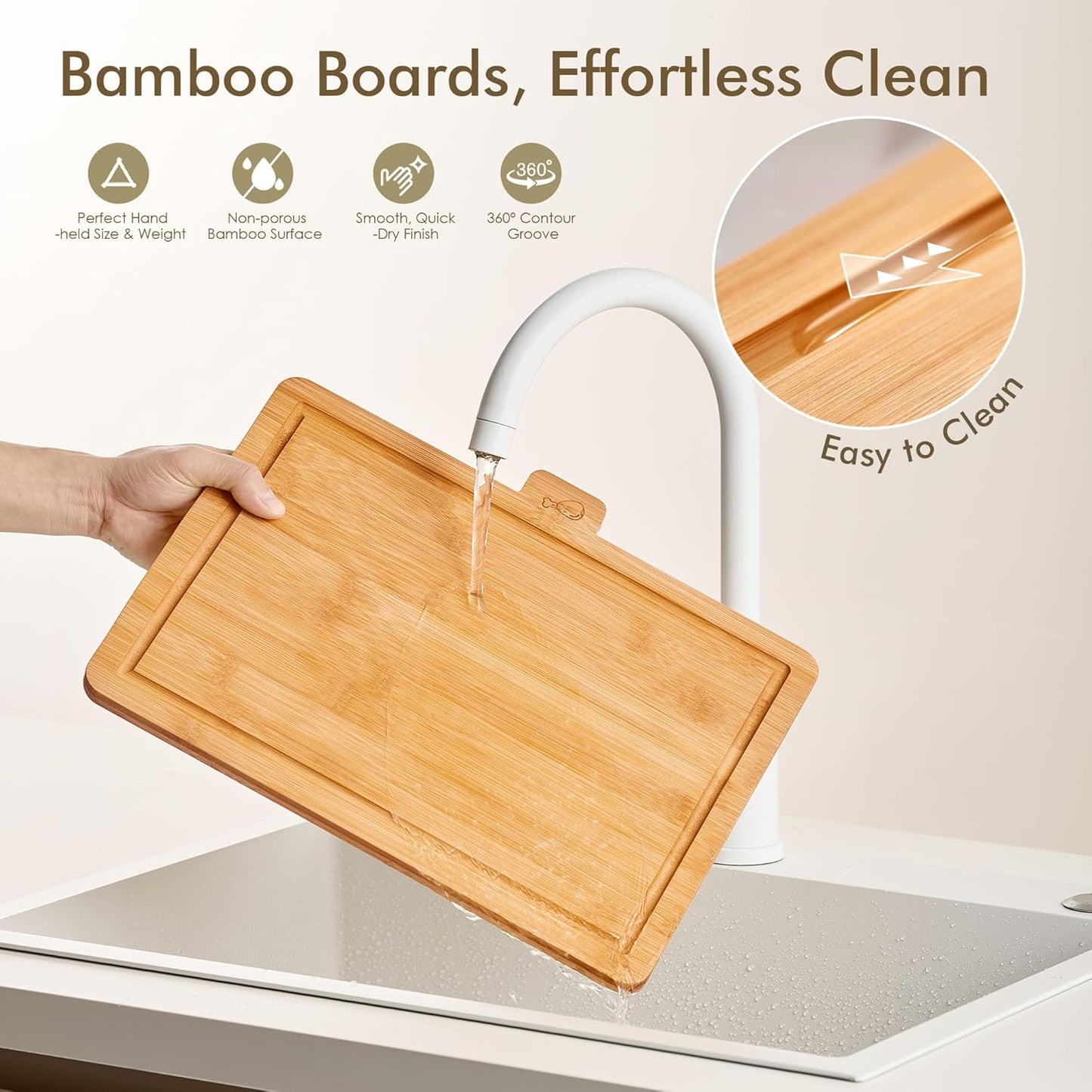 Bamboo Cutting Boards for Kitchen Set of 3, Large 14’’ x 10’’ with Holder, Wooden Cutting Board with Juice Groove & Labels for Meat Vegetables Bread | Coktaseleg