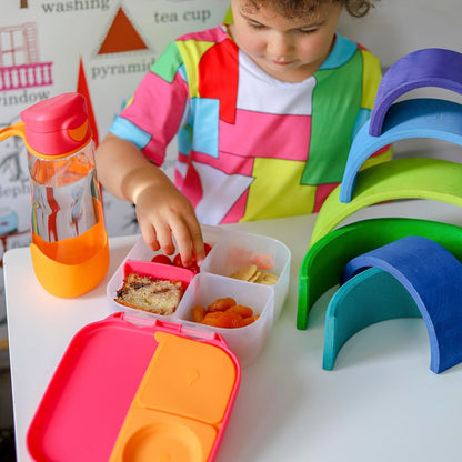 b.box Mini Lunch Box 2-Pack, Leak Proof Bento Box for Kids, 3 Compartment Snack Containers Ages 3+, Lunchbox for Daycare + School, Dishwasher Safe, BPA-Free, PFAS-Free, 4.25 Cup - Blue + Green