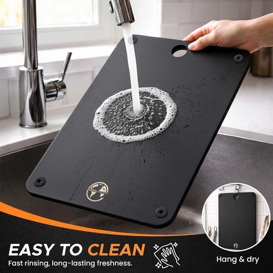 Earth's Dreams Composite Wood Cutting Board Set of 3 – Built In Juice Groove, Dishwasher Safe,Cutting Boards for Kitchen – Large, Medium & Small Non-Slip Wood Charcuterie & Chopping Boards (Tan/Black)