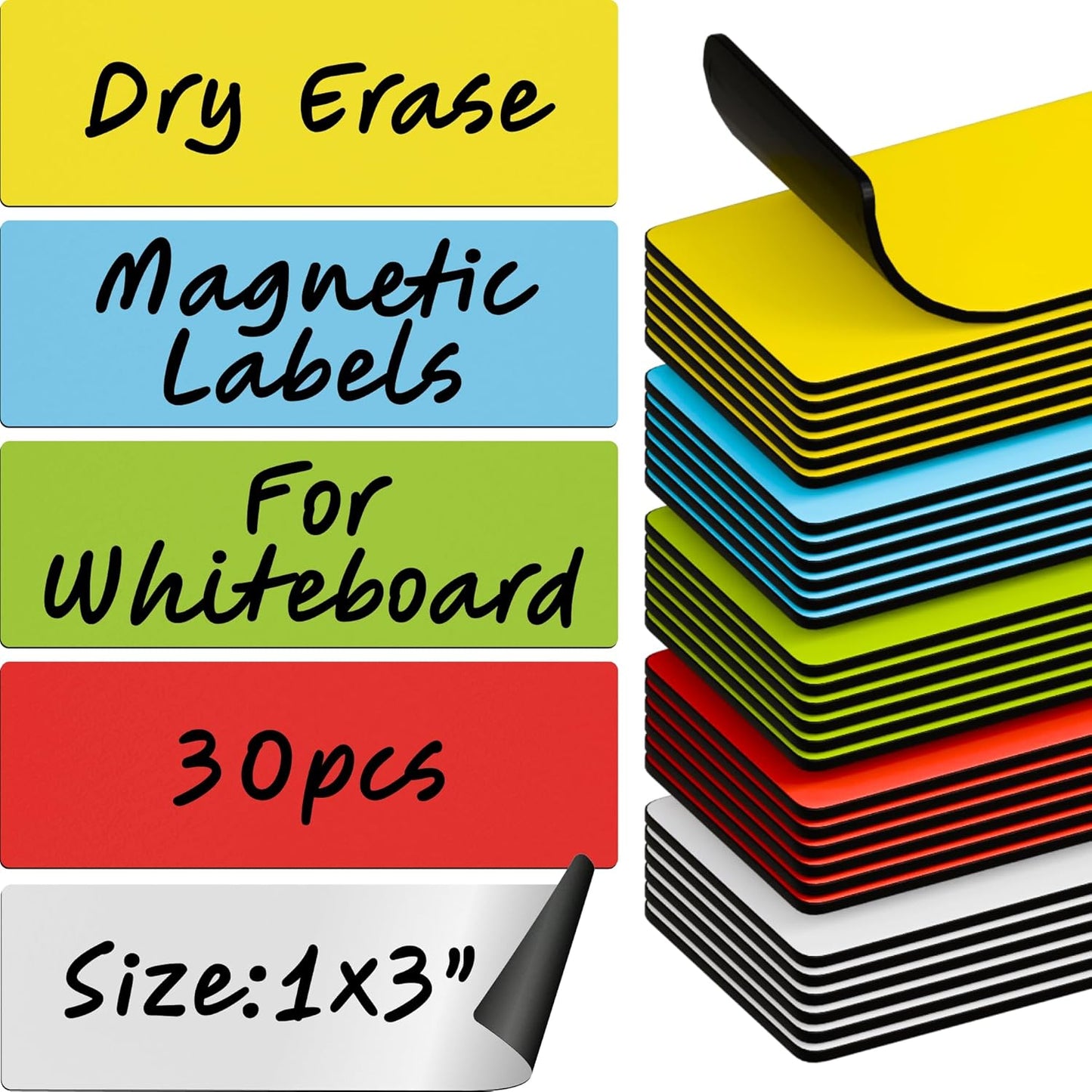 Dry Erase Magnetic Labels - Reusable Sticky Notes - Notepads for Refrigerator - Dry Erase Magnet Sheets - Blank Magnet Stickers to Write On - Magnets for Whiteboard Classroom Fridge