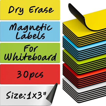 Dry Erase Magnetic Labels - Reusable Sticky Notes - Notepads for Refrigerator - Dry Erase Magnet Sheets - Blank Magnet Stickers to Write On - Magnets for Whiteboard Classroom Fridge