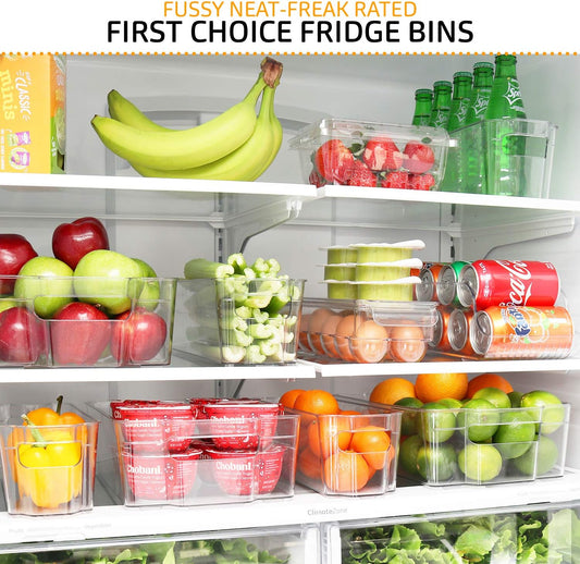 Etienne Alair Fridge Organizer-14 Refrigerator Bins Freezer Organizer Durable, Stackable Containers with Handles, 14 Piece Set