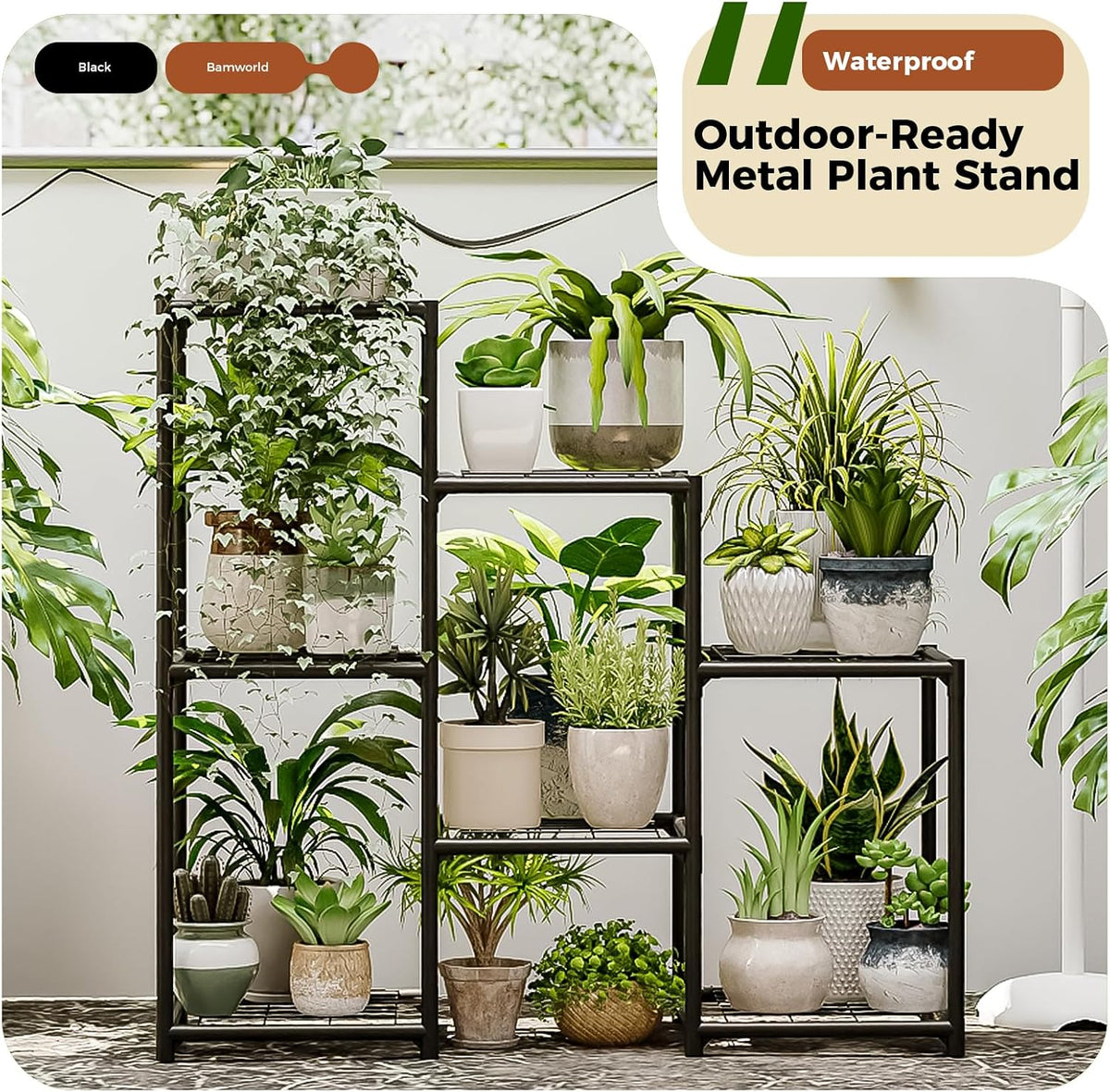 Bamworld Plant Stand Indoor Plant Shelf Outdoor Wood Plant Rack
