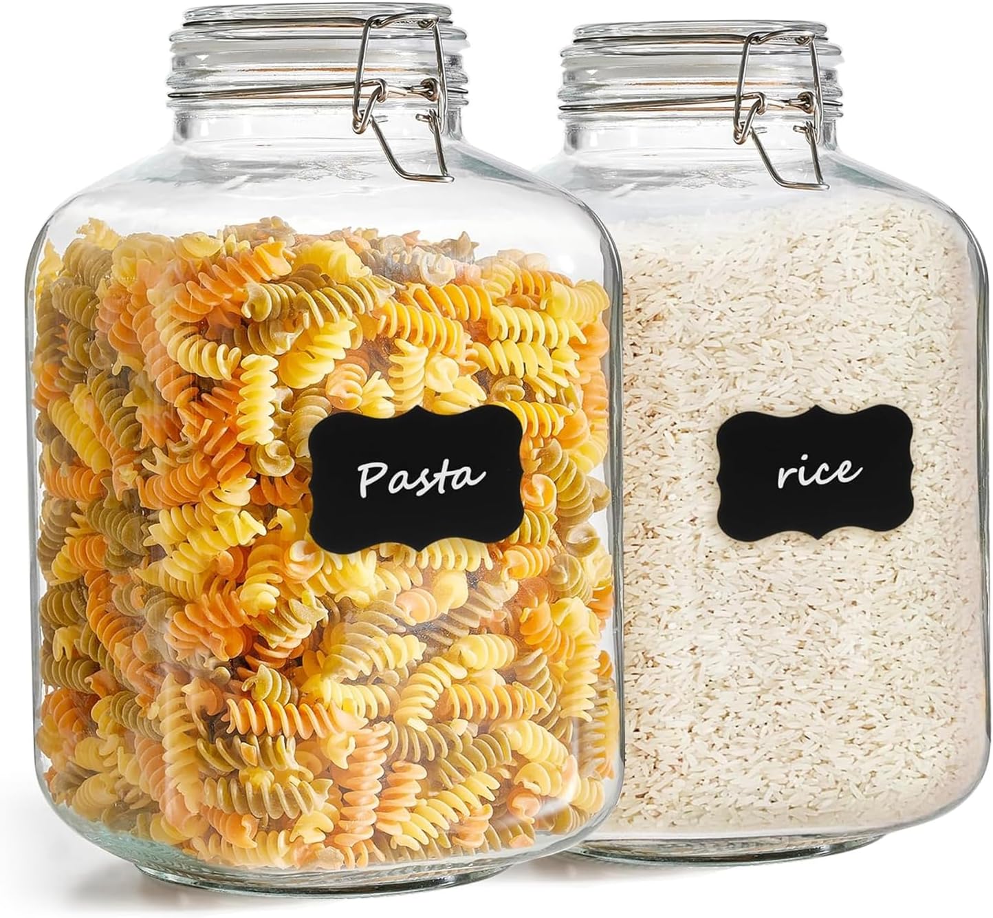 ComSaf Set of 3 Square Glass Jars with Airtight Lids (51 Oz) — Wire Clamp Canisters for Small-Batch Pickling, Kimchi, Bulk Dry Food, Wide Mouth Space Saving Kitchen Pantry Organization Jars