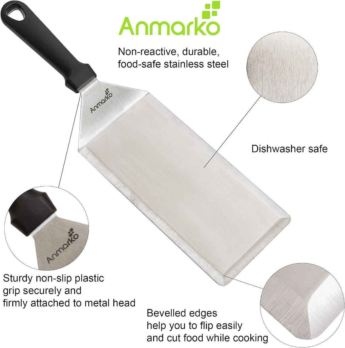 Stainless Steel Metal Griddle 4 x 8 inch Spatula - Spatula Hamburger Turner Scraper - Pancake Flipper - Great for BBQ Grill and Flat Top Griddle - Commercial Grade